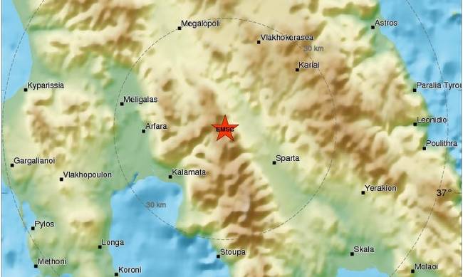 Σεισμός τώρα σε Καλαμάτα, Σπάρτη, Τρίπολη